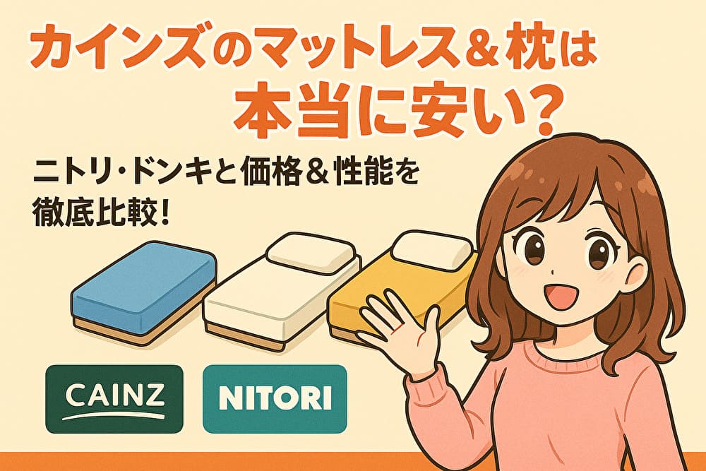 カインズのマットレス＆枕は本当に安い？ニトリ・ドンキと価格＆性能を徹底比較！　アイキャッチ画像