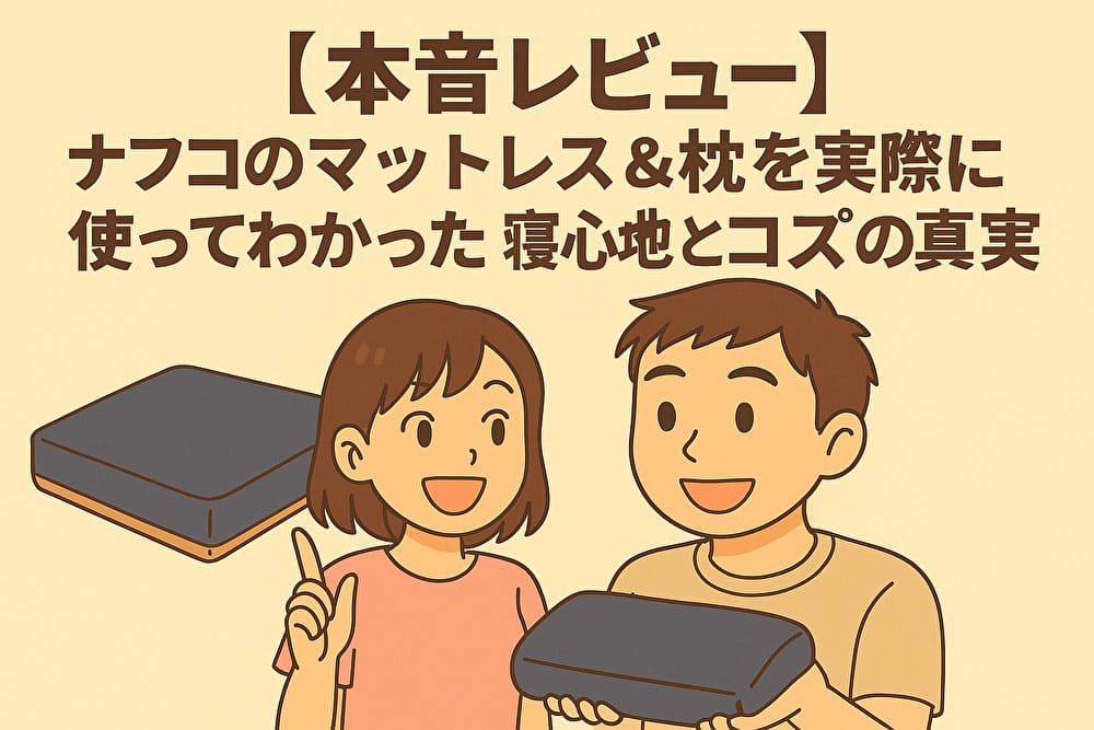 【本音レビュー】ナフコのマットレス＆枕を実際に使ってわかった寝心地とコスパの真実のアイキャッチ画像