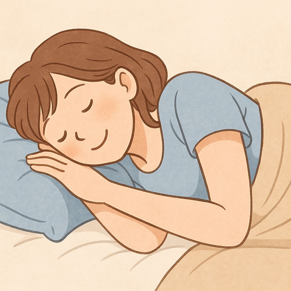 横向きで快適に眠る女性