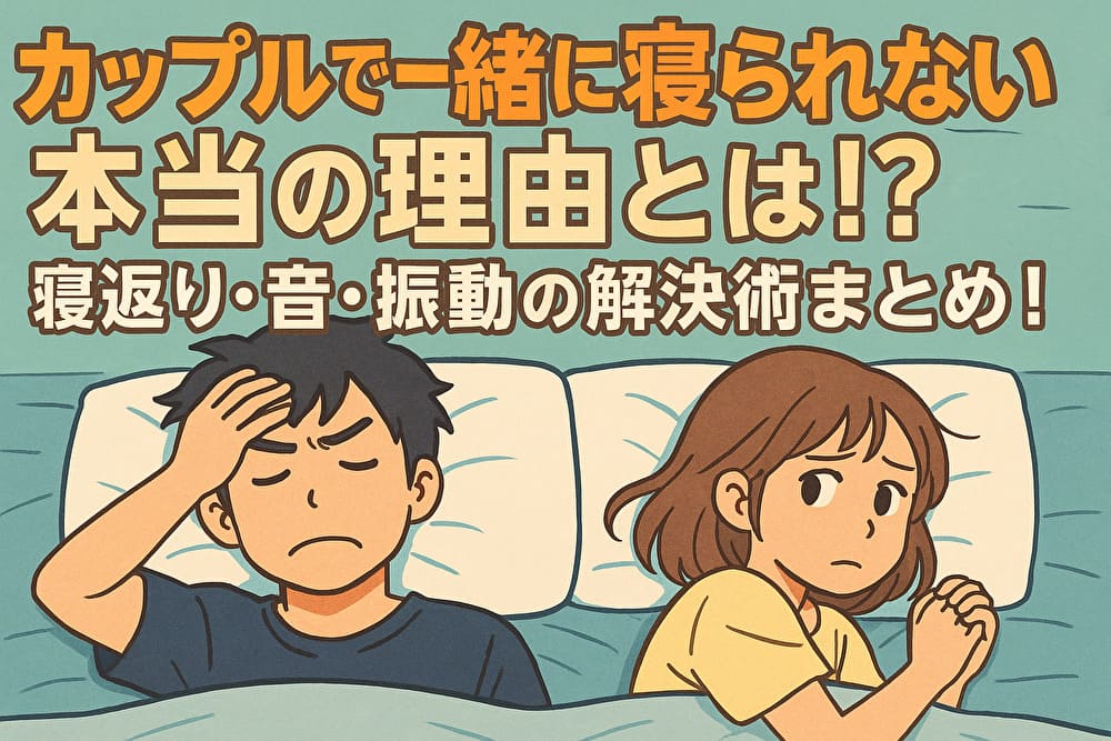 カップルで一緒に寝られない本当の理由💤寝返り・音・振動の解決術まとめ！のアイキャッチ画像