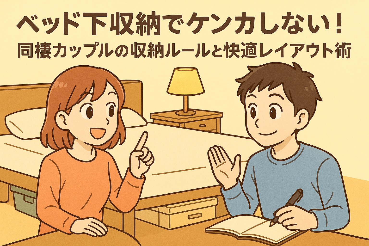 ベッド下収納でケンカしない！同棲カップルの収納ルールと快適レイアウト術【失敗＆成功実例付き】のアイキャッチ画像