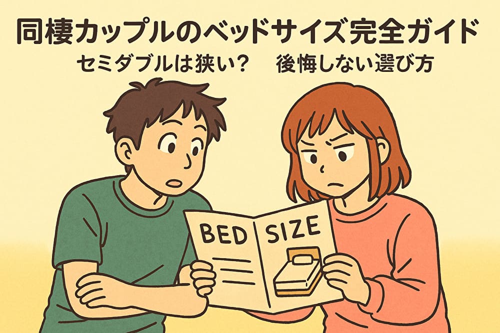 同棲カップルのベッドサイズ完全ガイド｜セミダブルは狭い？後悔しない選び方のアイキャッチ画像